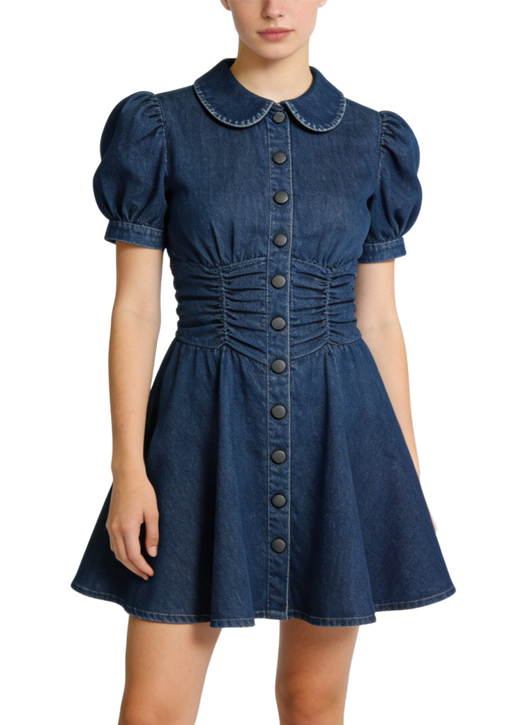 Retro Peter Pan Collar Denim Casual Dress