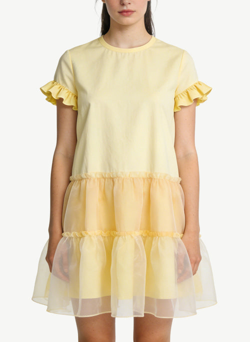 Energetic Girlish Style Round Neck Short Dress