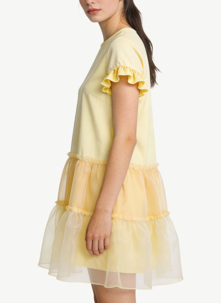 Energetic Girlish Style Round Neck Short Dress