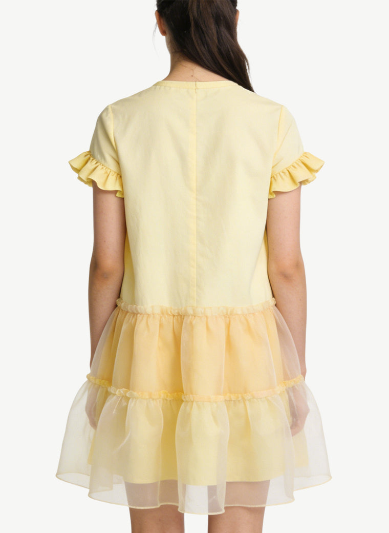 Energetic Girlish Style Round Neck Short Dress
