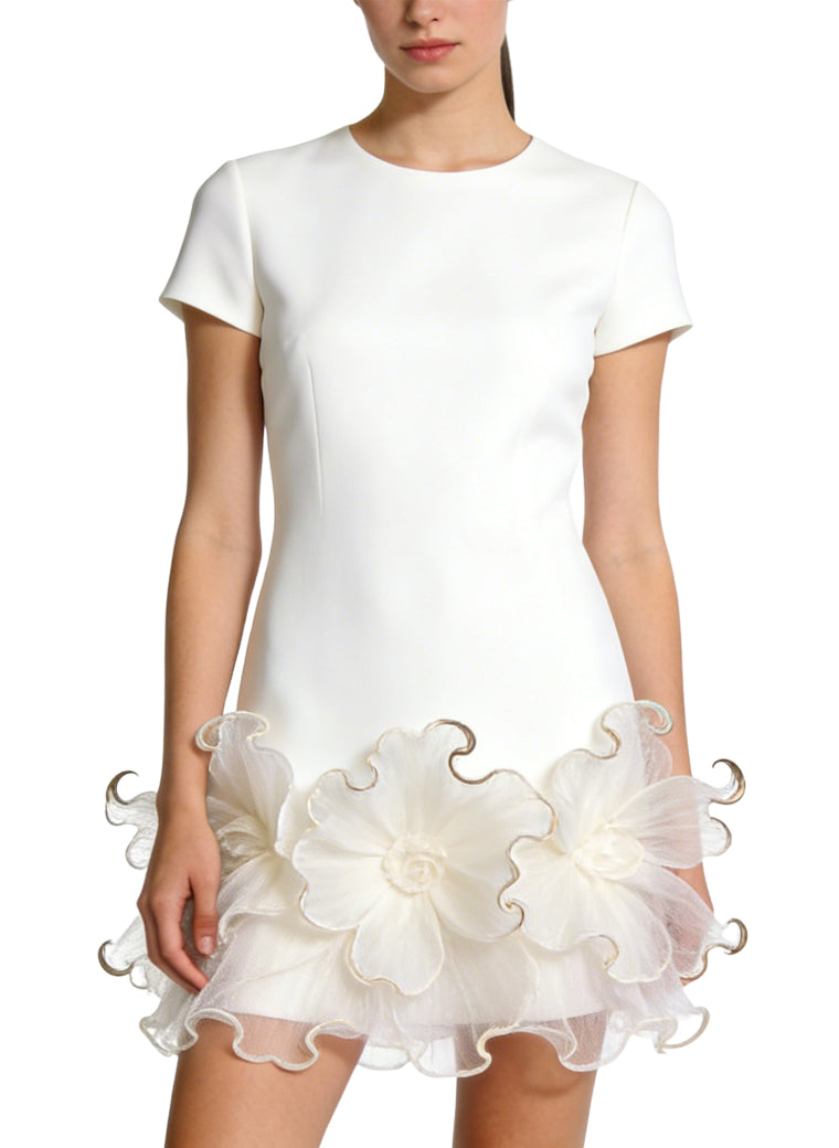 Elegant Round Neck Short Sleeve Gentle Style Dress