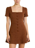 Retro Square Neck Puff Sleeve Everyday Casual Dress