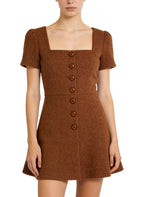 Retro Square Neck Puff Sleeve Everyday Casual Dress