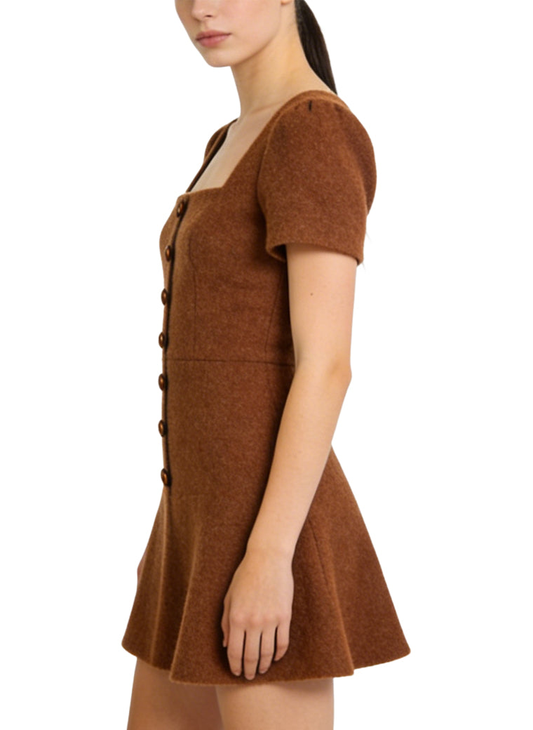 Retro Square Neck Puff Sleeve Everyday Casual Dress