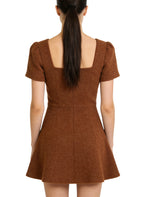 Retro Square Neck Puff Sleeve Everyday Casual Dress