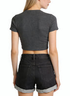 Roomy Pocket Rolled Hem Denim Shorts