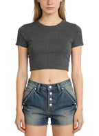 Single-Breasted Retro Denim Shorts