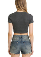 Single-Breasted Retro Denim Shorts