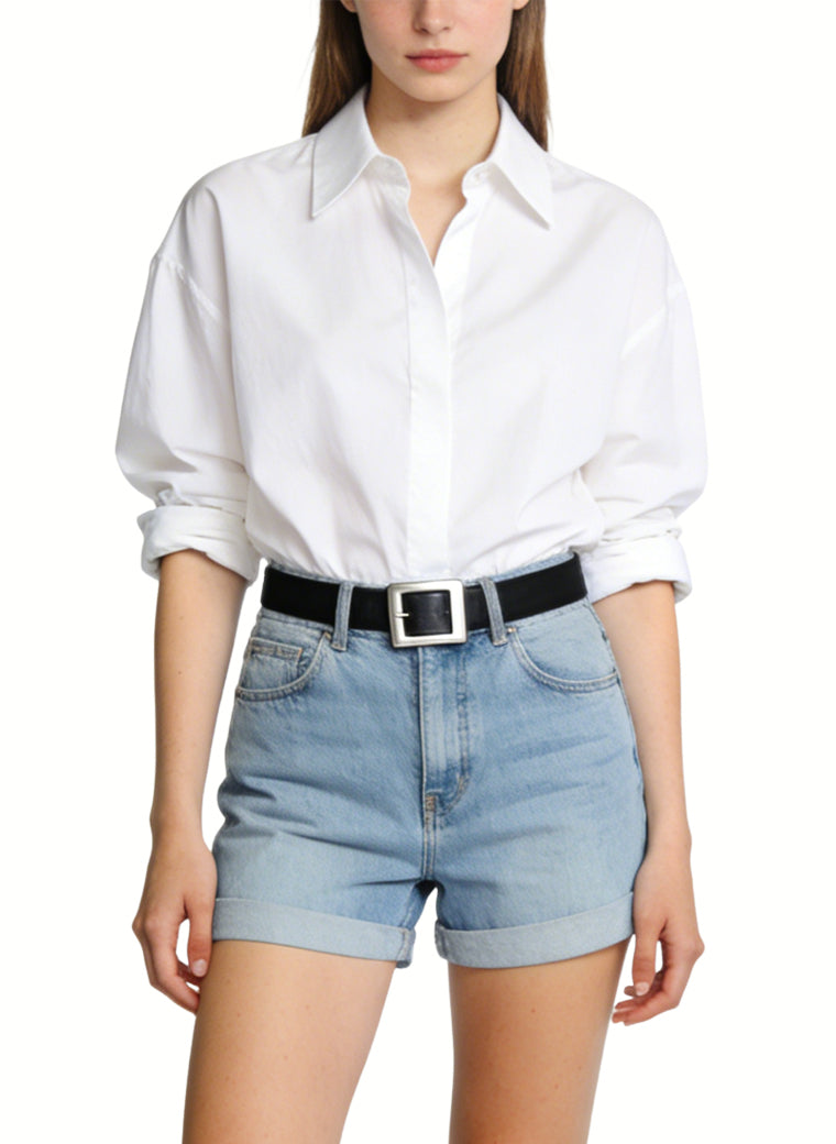Rolled-Up Denim Shorts for Everyday Wear