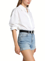 Rolled-Up Denim Shorts for Everyday Wear