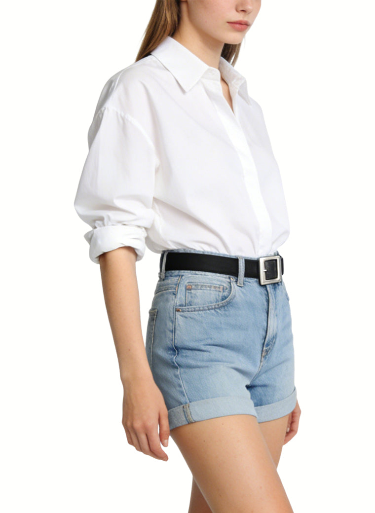 Rolled-Up Denim Shorts for Everyday Wear