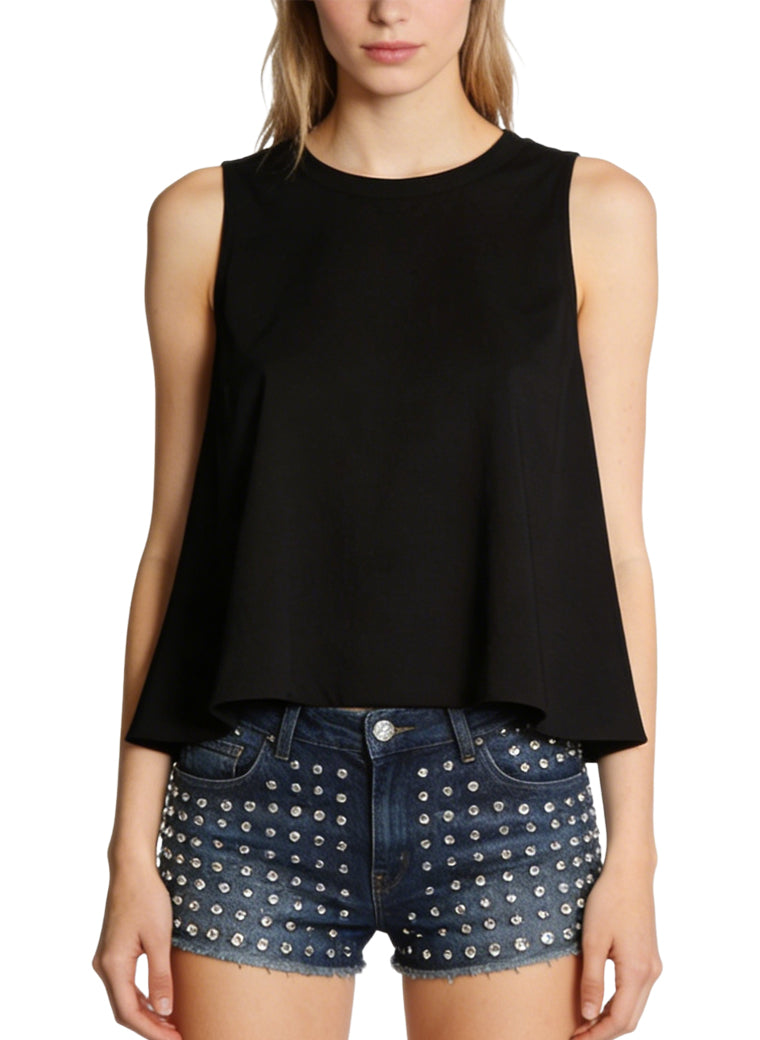 Denim Shorts with Rhinestone Decoration