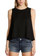 Denim Shorts with Rhinestone Decoration
