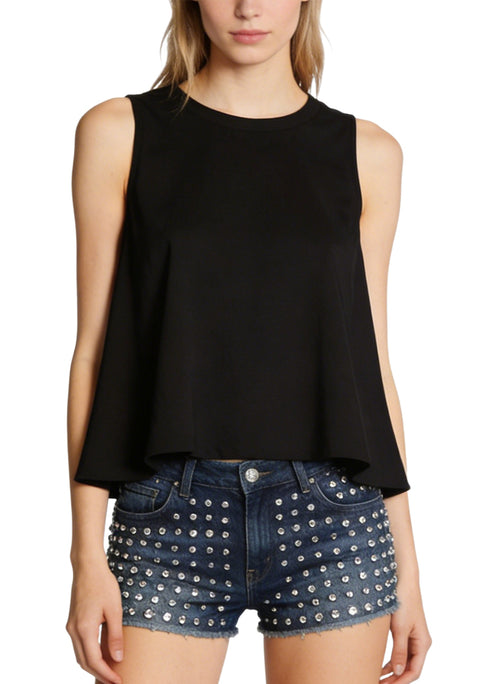 Denim Shorts with Rhinestone Decoration