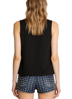 Denim Shorts with Rhinestone Decoration