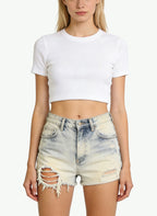 Retro Denim Shorts - Distressed & Unique