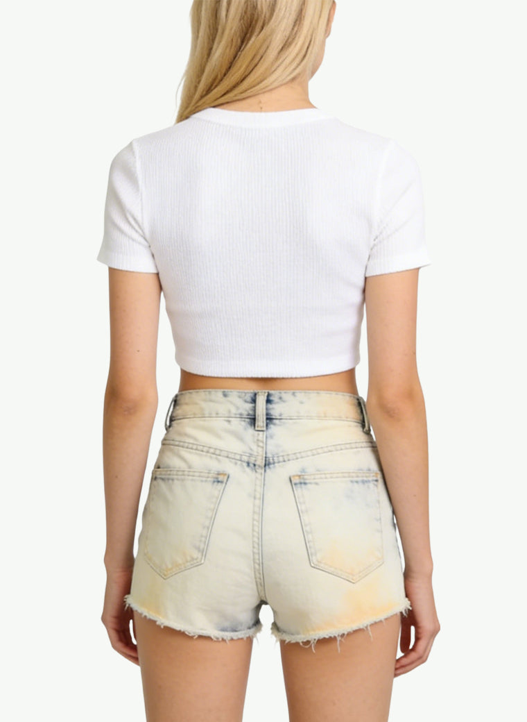 Retro Denim Shorts - Distressed & Unique