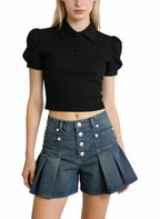 Button-Up Fashion Design Denim Shorts