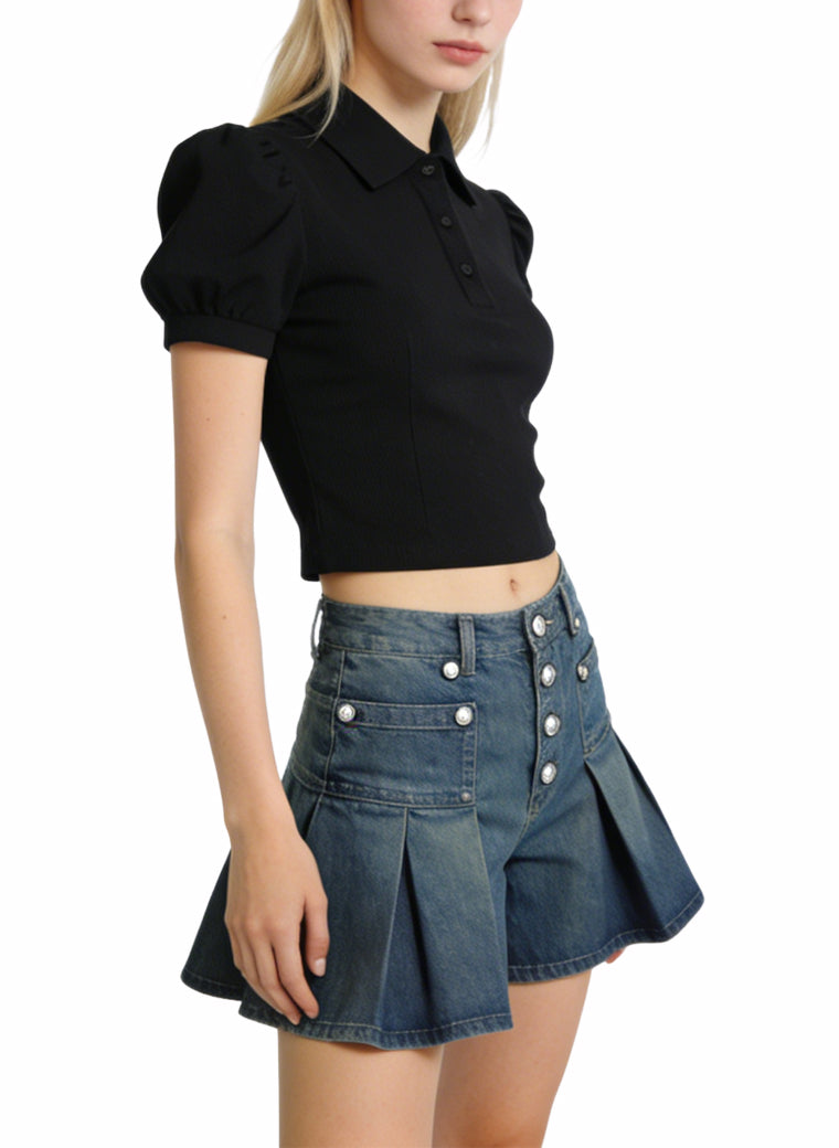 Button-Up Fashion Design Denim Shorts