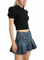 Button-Up Fashion Design Denim Shorts