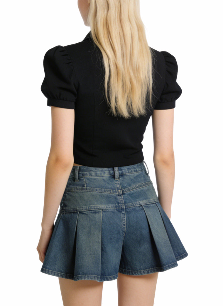 Button-Up Fashion Design Denim Shorts