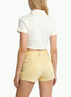 Multi-Pocket Button-Up Denim Shorts