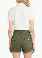 Large Pocket Rolled-Up Denim Shorts