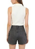 Cargo Denim Shorts with Unique Design