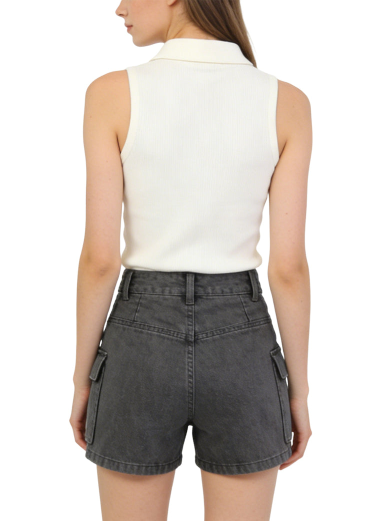 Cargo Denim Shorts with Unique Design