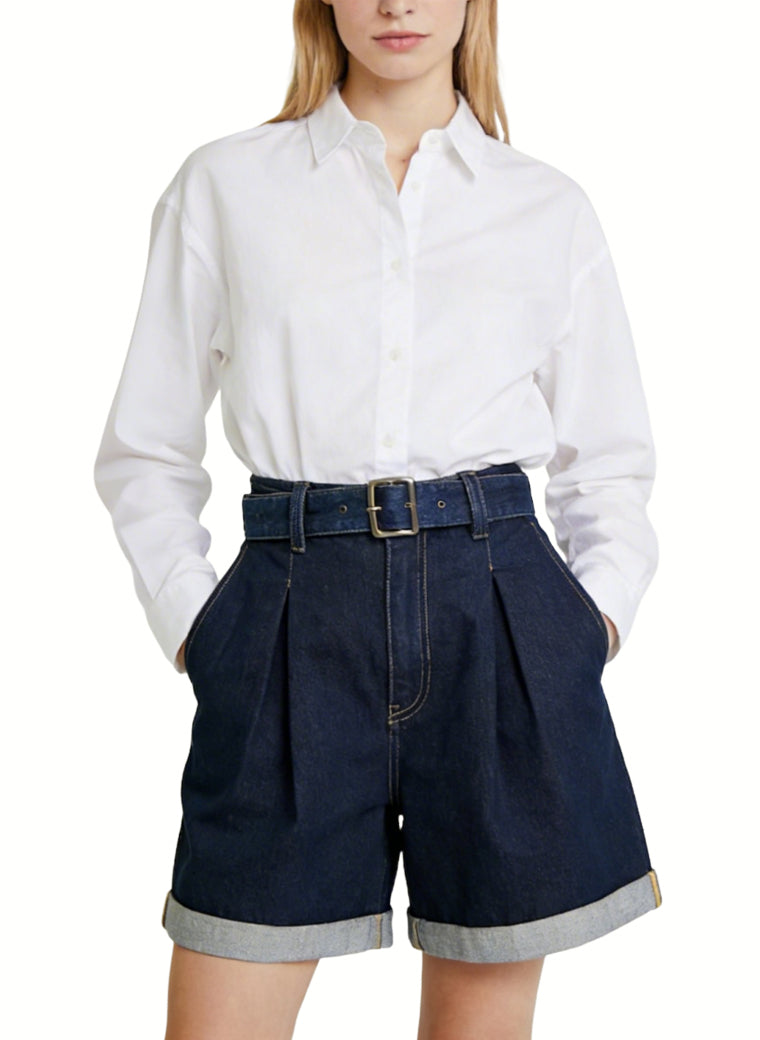 High-Waisted Rolled-Up Straight Leg Shorts