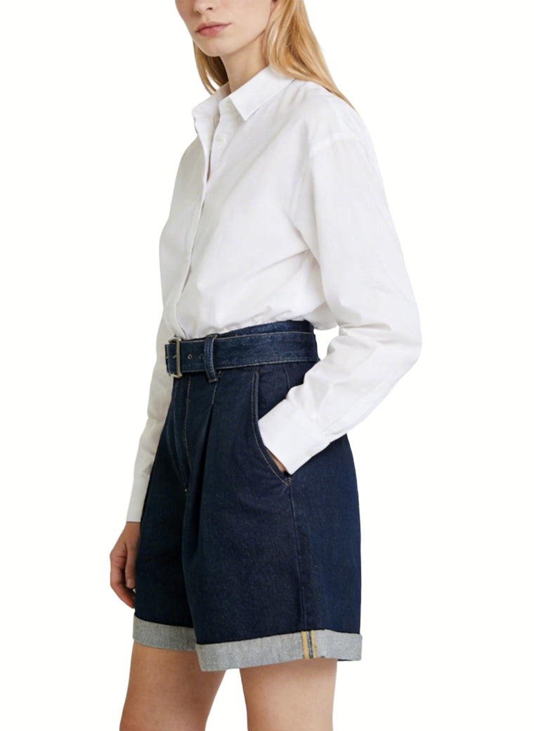 High-Waisted Rolled-Up Straight Leg Shorts