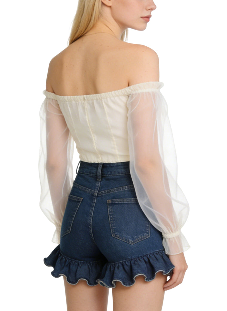 Ruffled Sweet Denim Shorts