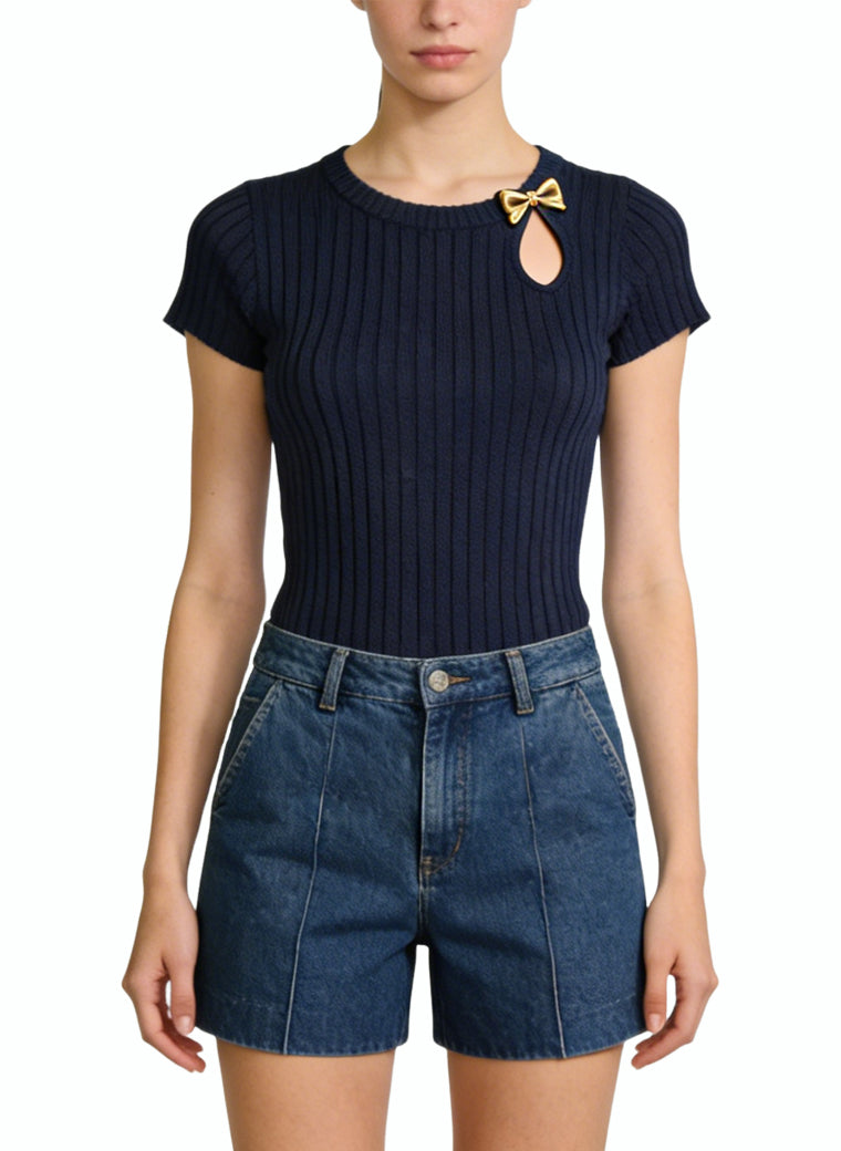 Simple-Design Denim Shorts