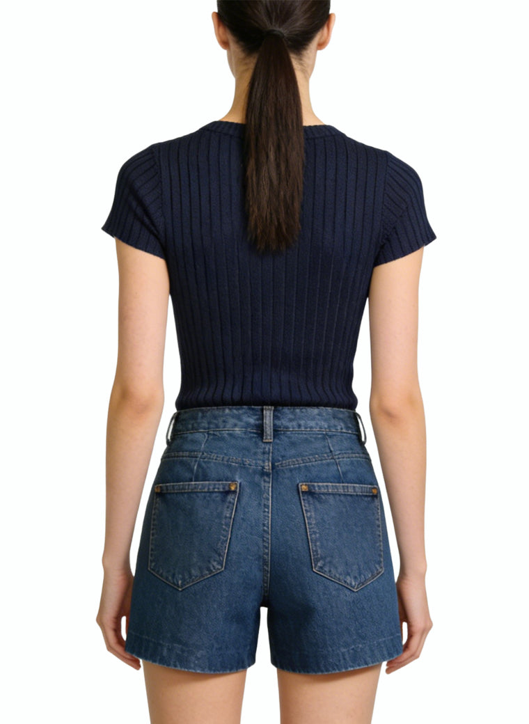 Simple-Design Denim Shorts