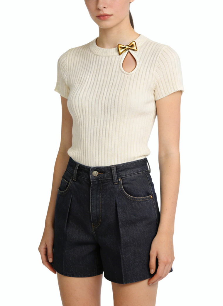 Straight-Leg Casual Denim Shorts