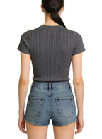 Vintage-Washed Denim Shorts