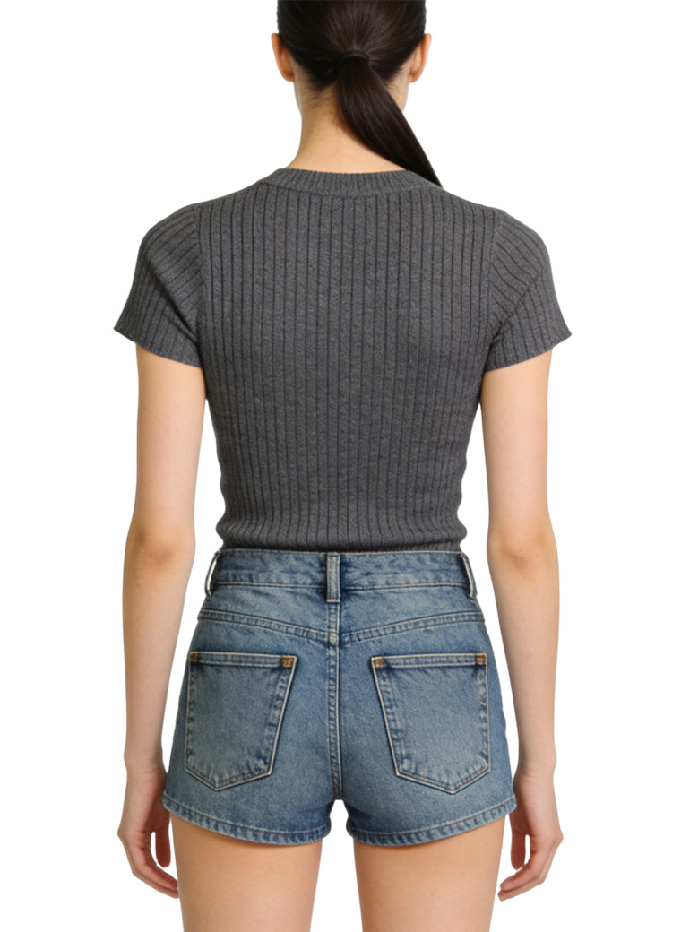 Vintage-Washed Denim Shorts