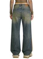 Women's Contrast-panel High-waist Wide-leg Jeans