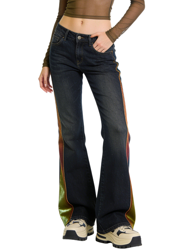 Women's Side-stripe High-waist Flared Jeans