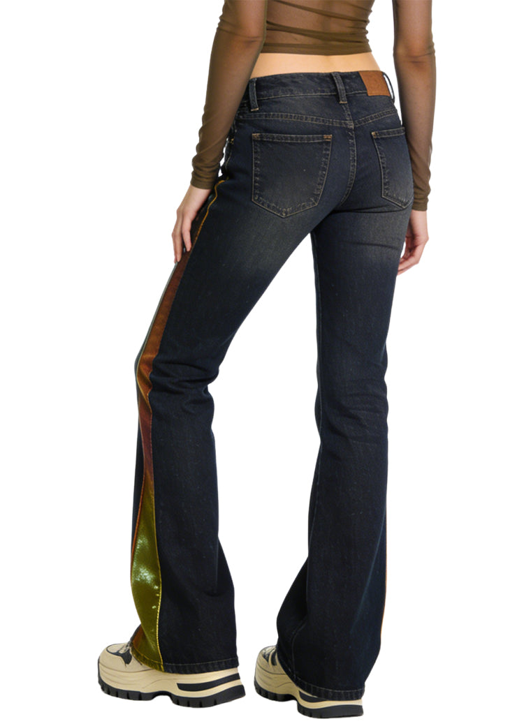 Women's Side-stripe High-waist Flared Jeans