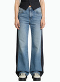 Women's Contrast-panel High-waist Straight-leg Jeans