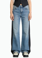 Women's Contrast-panel High-waist Straight-leg Jeans