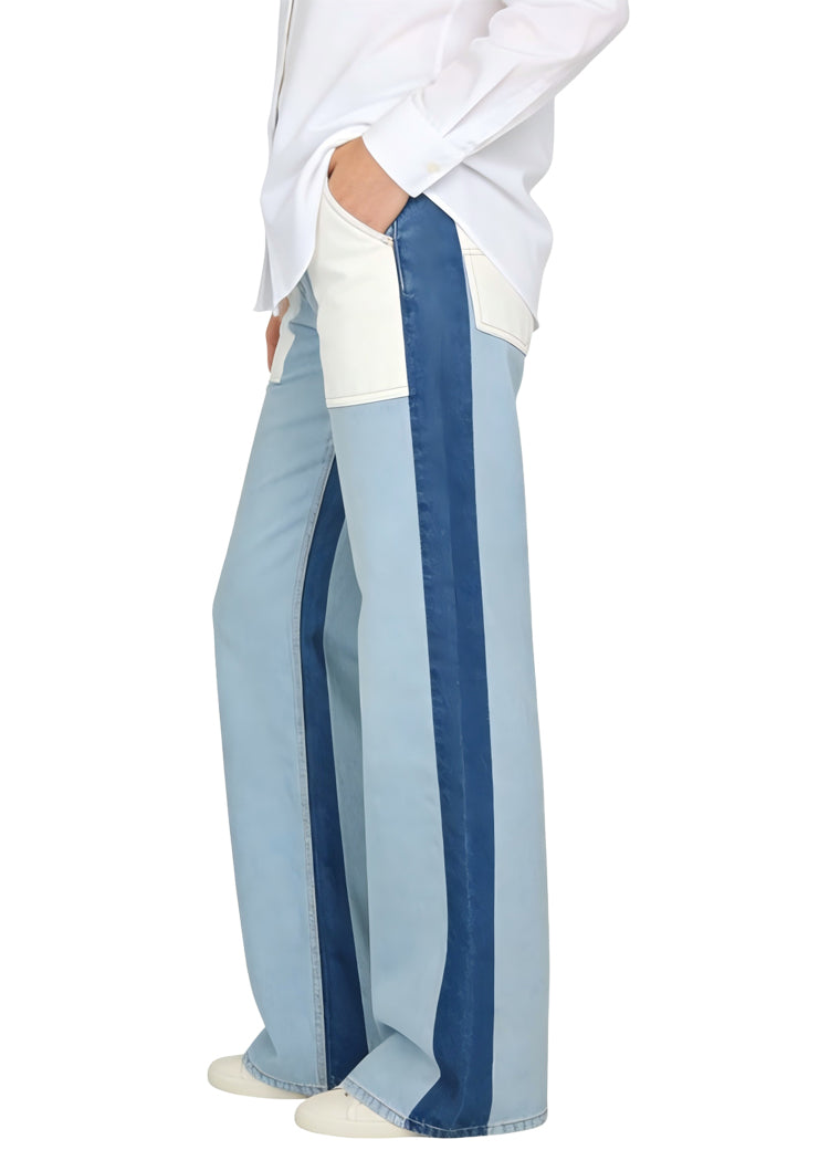 Women's Color-block High-waist Wide-leg Jeans