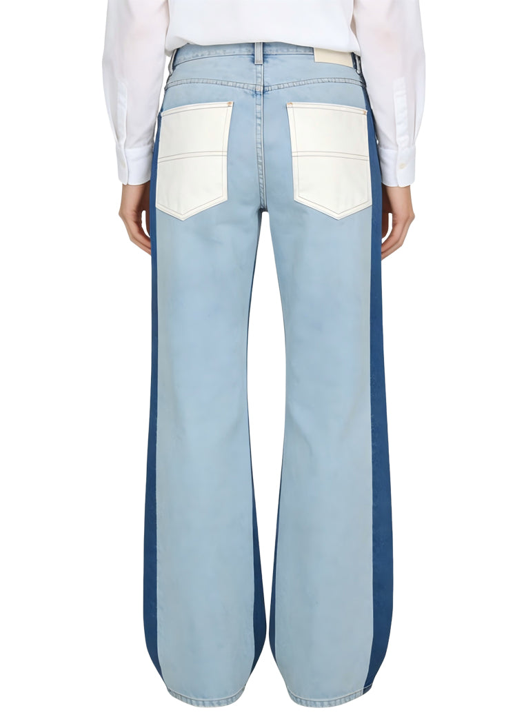 Women's Color-block High-waist Wide-leg Jeans