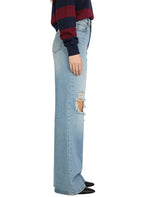 Women's Distressed Ripped High-waist Wide-leg Jeans