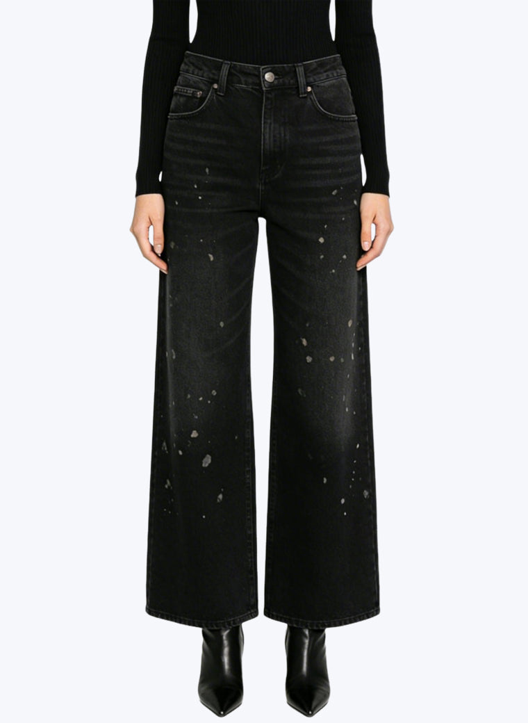 Women's Splatter-detail High-waist Flared Jeans