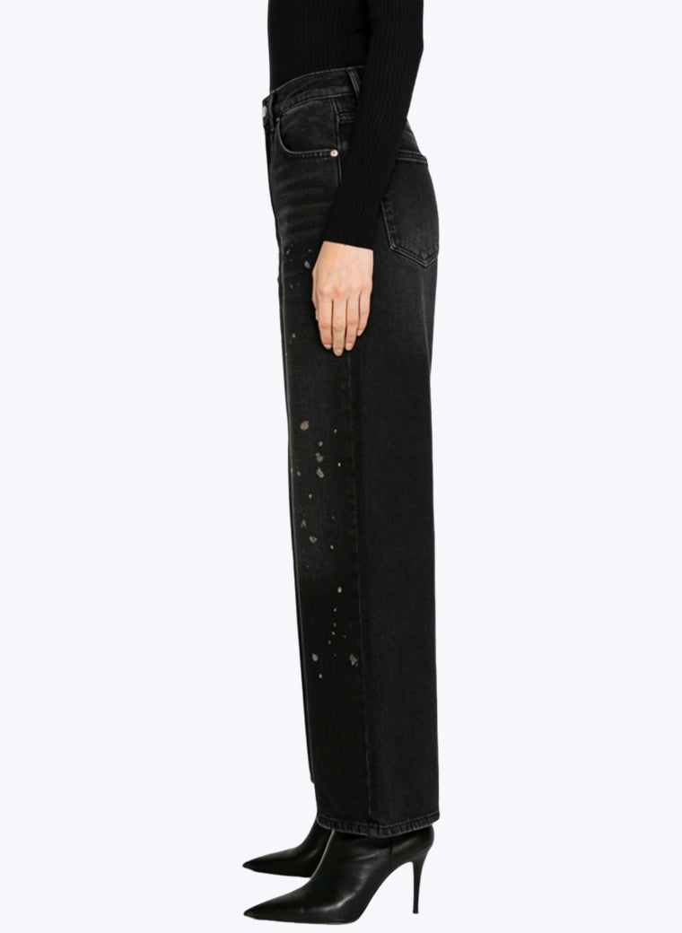 Women's Splatter-detail High-waist Flared Jeans
