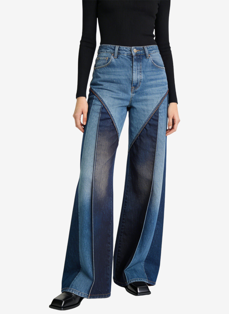 Women's Asymmetrical-panel High-waist Wide-leg Jeans