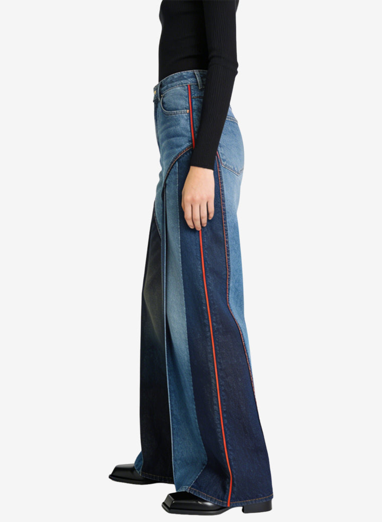 Women's Asymmetrical-panel High-waist Wide-leg Jeans