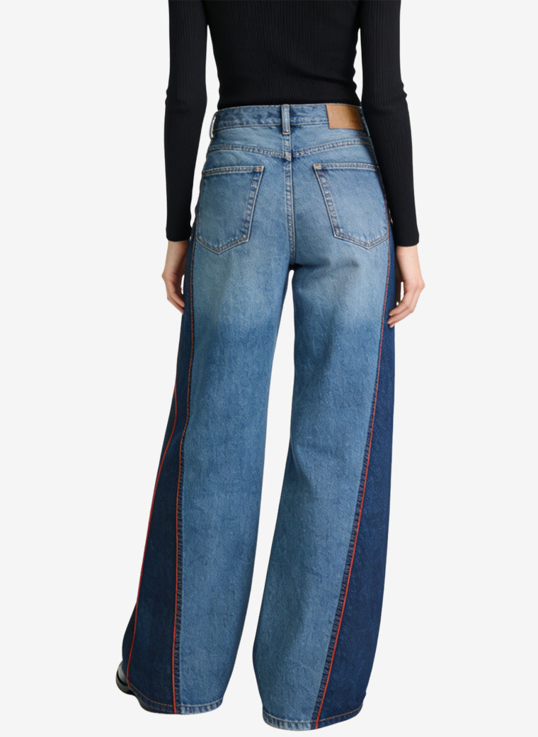 Women's Asymmetrical-panel High-waist Wide-leg Jeans